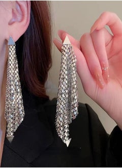 General 925 Silver Post Hypoallergenic/14K Alloy Triangle Sequins Pendant Earrings  - Image 1