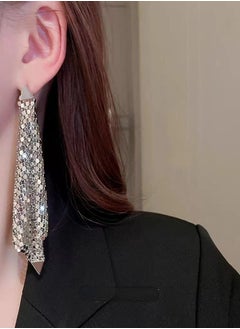 General 925 Silver Post Hypoallergenic/14K Alloy Triangle Sequins Pendant Earrings  - Image 2