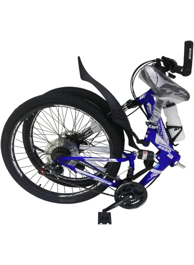 Challengers Aluminium 21-Speed Foldable Mountain Bike, Size 26, Blue - Image 2