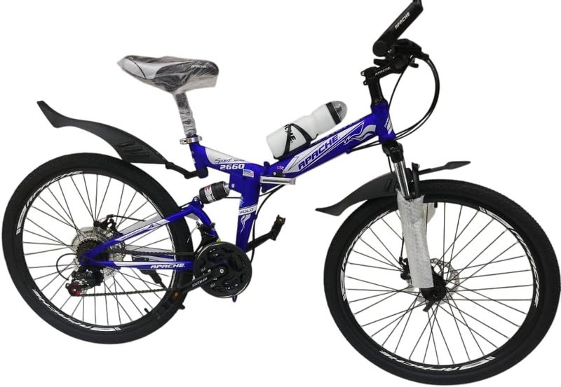 Challengers Aluminium 21-Speed Foldable Mountain Bike, Size 26, Blue - Image 1