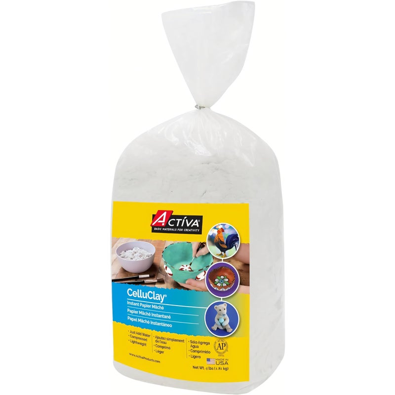 ACTIVA CelluClay Instant Paper Mch White 4lb 18kg Sculpting Texturing Material for Arts Crafts