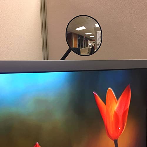 Orifort Glass Clip On Security Cubicle Mirror, 3.75" Personal Safety and Security Office Desk Rear View Monitors Convex Mirror with Frame (Round) - Image 3