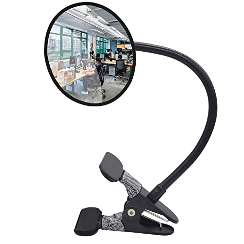 Orifort Glass Clip On Security Cubicle Mirror, 3.75" Personal Safety and Security Office Desk Rear View Monitors Convex Mirror with Frame (Round) - Image 1