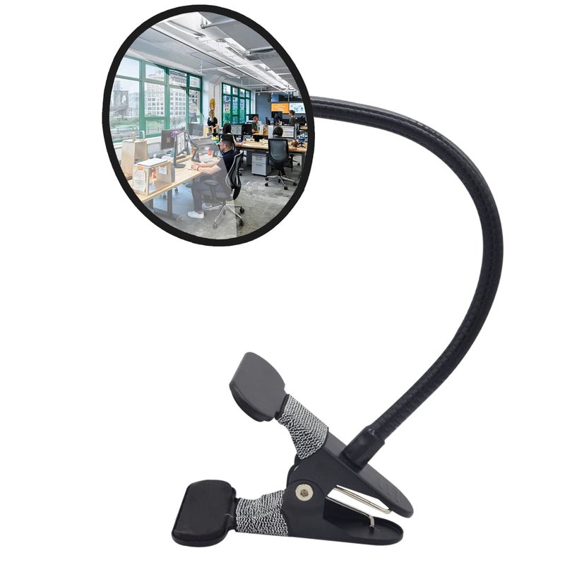 Orifort Glass Clip On Security Cubicle Mirror, 3.75" Personal Safety and Security Office Desk Rear View Monitors Convex Mirror with Frame (Round) - Image 5