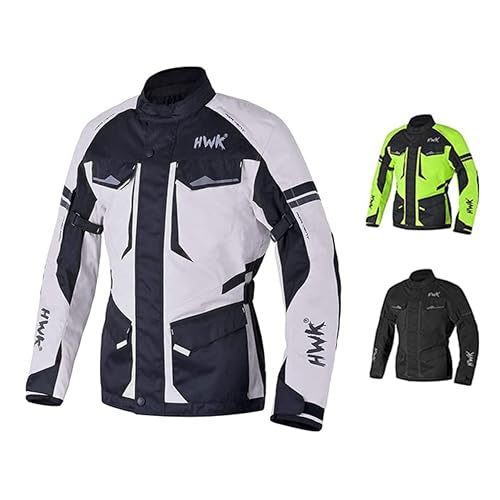 HWK Adventure Touring Motorcycle Jacket for Men, Water Resistant Cordura Textile Biker Jacket for Men, Durable and Stylish Moto Gear with CE Armor for Enduro Motorbike Riding - Grey, 3XL - Image 1