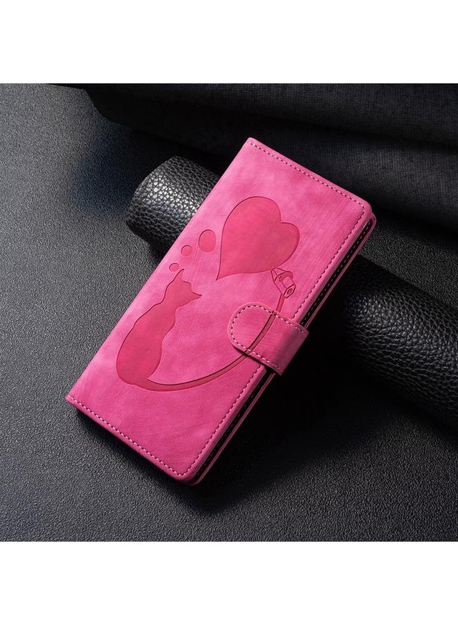 اس-توب جراب هاتف iPhone 14 Pro من الجلد المنقوش على شكل قلب وقط - Image 2