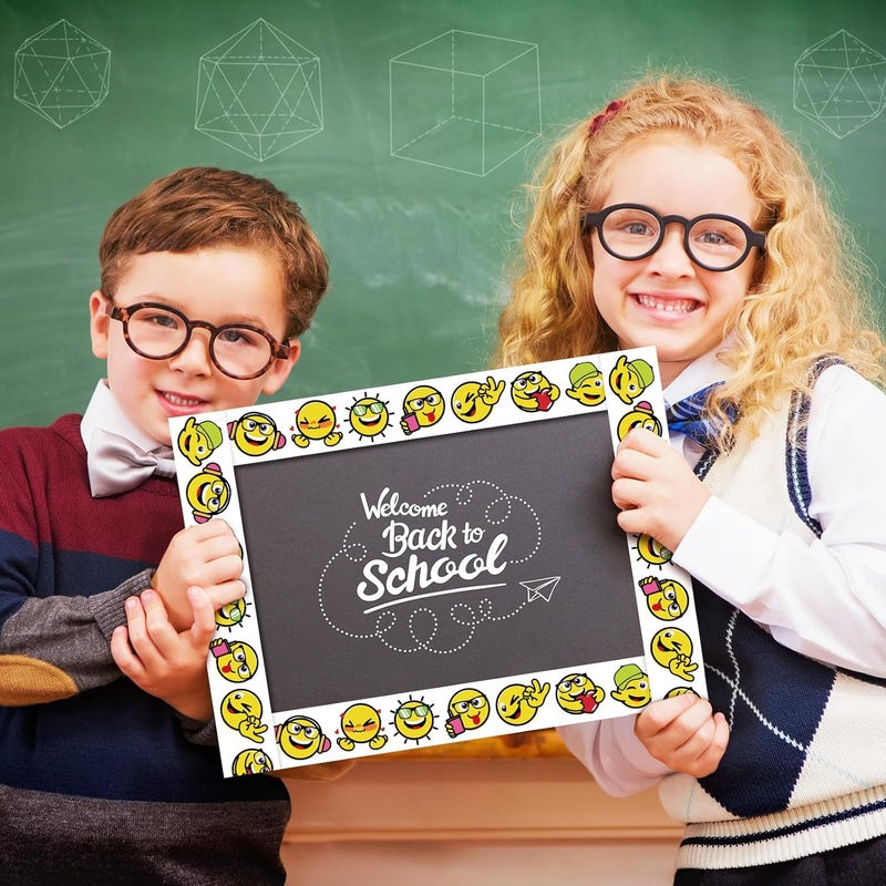 كلاراكو حدود لوحة إعلانات مستقيمة بطول 65 قدمًا برسومات وجه مبتسم وعاطفة، شرائط حدود لوحة إعلانات برسومات عاطفية مضحكة، قصاصات لوحات، ديكورات للفصول الدراسية أو المدرسة المنزلية، حواف لوحة إعلانات الوجه - Image 5