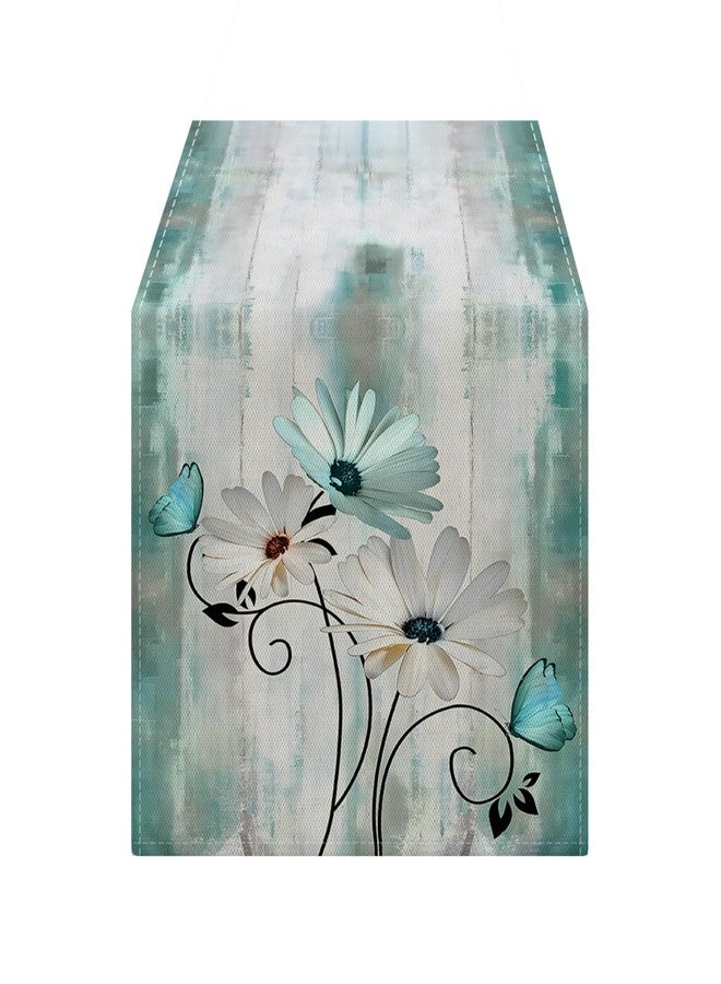 OYIMUA Daisy Floral Summer Table Runner 13 x 72 Inches Farmhouse Runners for Tables Spring Decorations for Home Indoor Outdoor Party Decor - Image 1