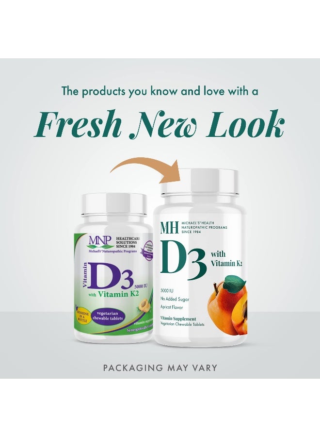 MICHAEL'S Health Naturopathic Programs Vitamin D3 with K2 - 90 Chewable Tablets - Apricot Flavor - Skeletal & Immune System Support - No Added Sugar - Vegetarian & Kosher - 90 Servings - Image 3