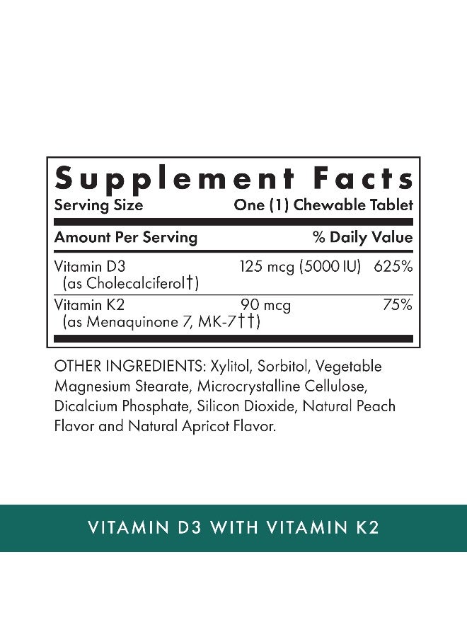 MICHAEL'S Health Naturopathic Programs Vitamin D3 with K2 - 90 Chewable Tablets - Apricot Flavor - Skeletal & Immune System Support - No Added Sugar - Vegetarian & Kosher - 90 Servings - Image 2