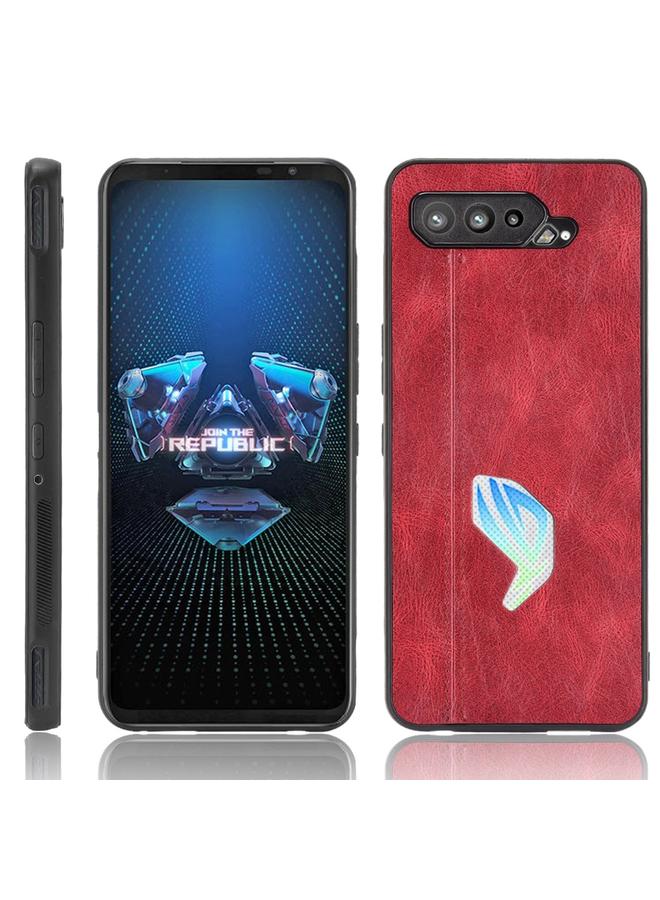 اس-توب جراب لهاتف Asus ROG Phone 5 مقاوم للصدمات بنمط جلد البقر المخيط، مصنوع من مادة PC + PU + TPU - Image 1