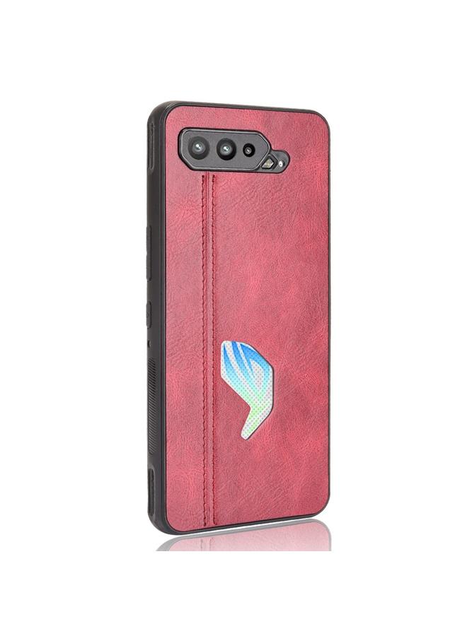 اس-توب جراب لهاتف Asus ROG Phone 5 مقاوم للصدمات بنمط جلد البقر المخيط، مصنوع من مادة PC + PU + TPU - Image 3