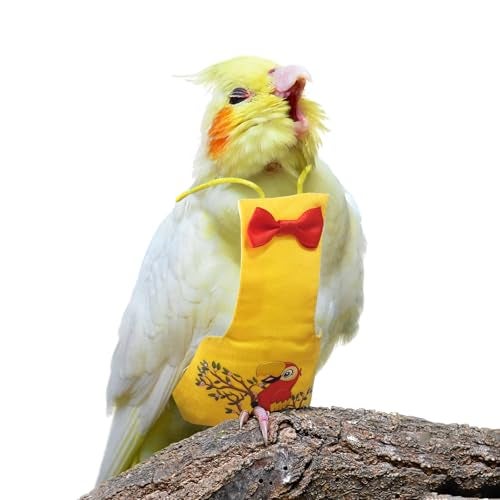 XQIGI Bird Diaper Reusable Bird Flight Suit Washable Parrot Diapers Nappies Protective Breathable Nappy Clothes for Parakeet Parrot Macaw Budgie Canary Budgie Cockatiel(Yellow, Small) - Image 1