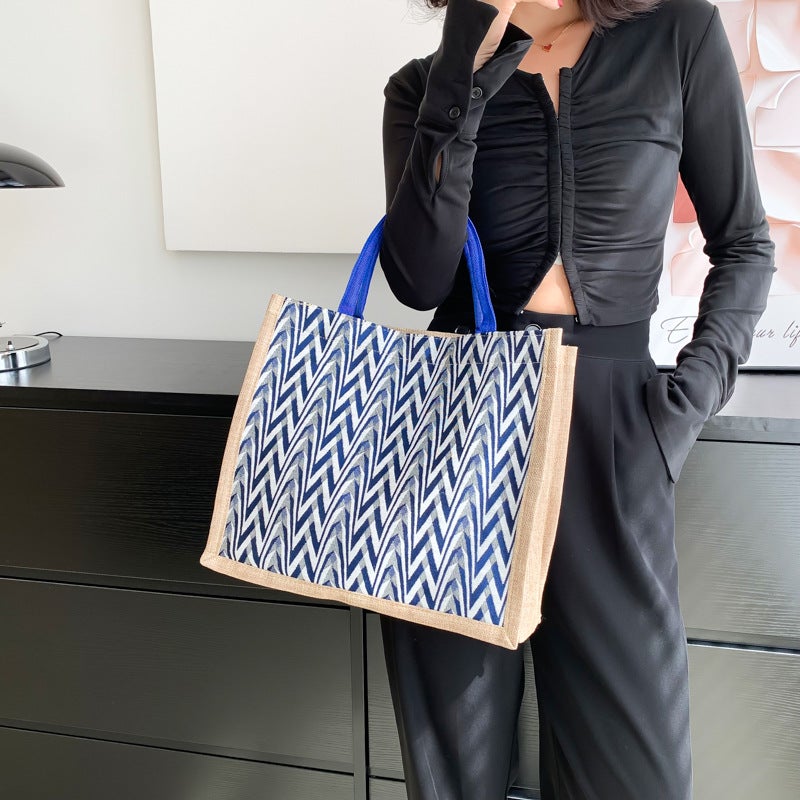 Linen Handbag Large Capacity Class Bag Women This Year'S New Versatile Portable Commuter Bag Shoulder Tote Bag Trendy - Image 5