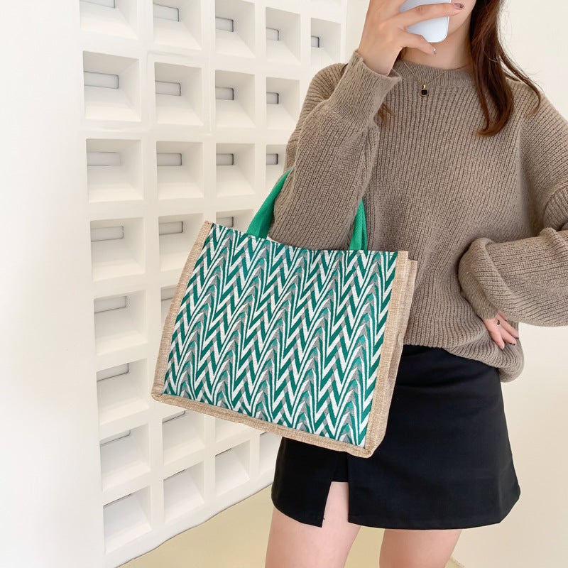 Linen Handbag Large Capacity Class Bag Women This Year'S New Versatile Portable Commuter Bag Shoulder Tote Bag Trendy - Image 3