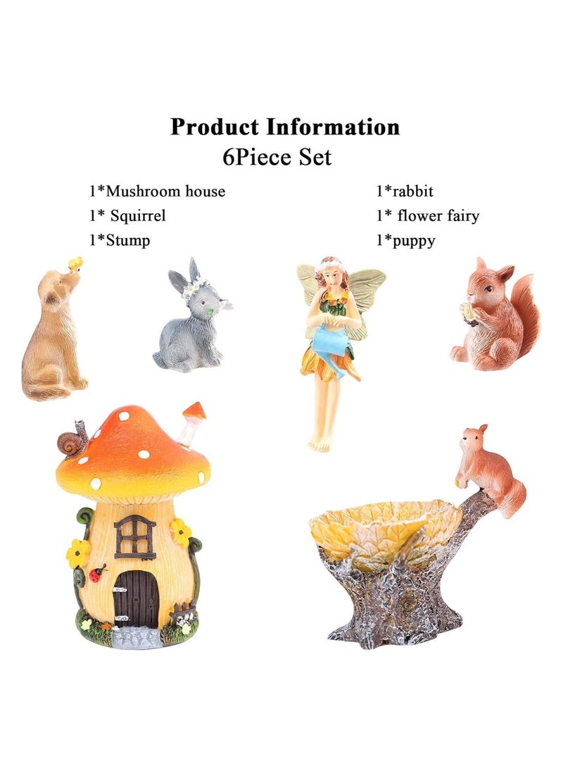 Miniature Fairy Garden Accessories, 6 Pcs Fairy Outdoor Garden Animals Figurines Outdoor Fairy Wild Garden Accessories Resin Wood Mushroom Miniature Garden for Plant Pots Bonsai Craft Decor - Image 5