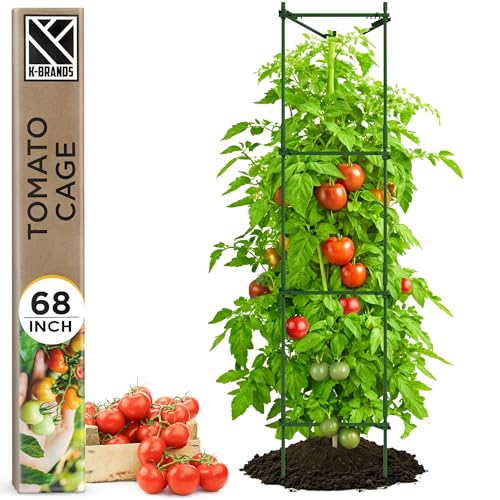 K-Brands Tomato Cage – Premium Tomato Plant Stakes Support Cages Trellis for Garden and Pots (Upto 68 Inches Tall) - Image 1