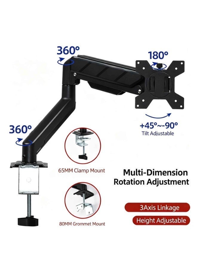 Single Monitor Arm Desk Mount,Adjustable Monitor Arm, Fits 10–32 Inch Monitors,Supports 22 lbs,VESA 75x75/100x100, Black - Image 2