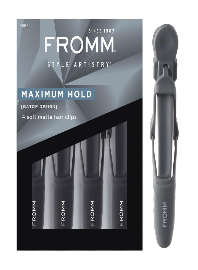 Fromm Professional Gator Hair Clips, 4.5", Double-Sided Teeth for Secure Sectioning on Wet or Dry Hair, Soft Matte Finish, Black, Pack of 4 - Image 1