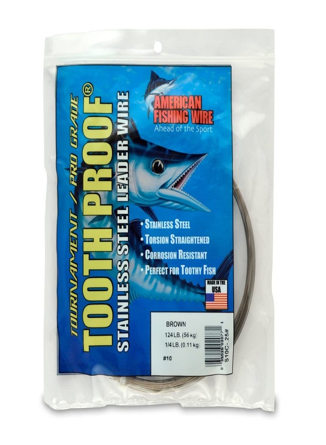 American Fishing Wire AFW - Tooth Proof - #10 (124 lb/56 kg Test) - Camo Color - 0.25 lb (114 g) Stainless Steel Single Strand Leader - Image 1