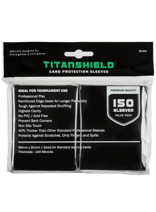TitanShield (150 Sleeves/Black Standard Size Board Game Trading Card Sleeves Deck Protector For Mtg Baseball Dropmix - Image 1