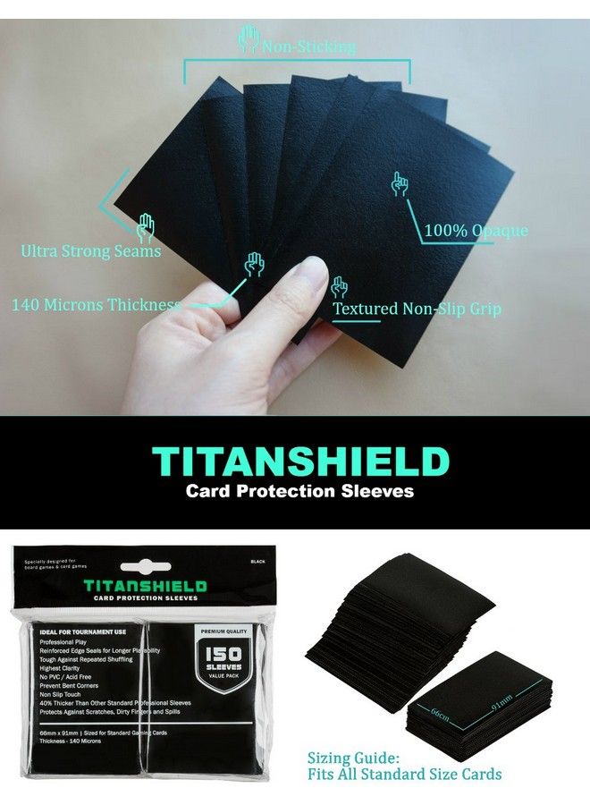TitanShield (150 Sleeves/Black Standard Size Board Game Trading Card Sleeves Deck Protector For Mtg Baseball Dropmix - Image 4