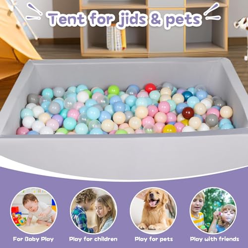 FUBOTRAD Ball Pit 42.1" x 13.7" Oblong Foam Ball Pits for Kids Toddlers Soft Play Equipment Balls NOT Included (Light Gray) - Image 4