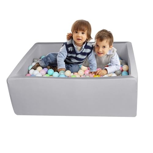 FUBOTRAD Ball Pit 42.1" x 13.7" Oblong Foam Ball Pits for Kids Toddlers Soft Play Equipment Balls NOT Included (Light Gray) - Image 1