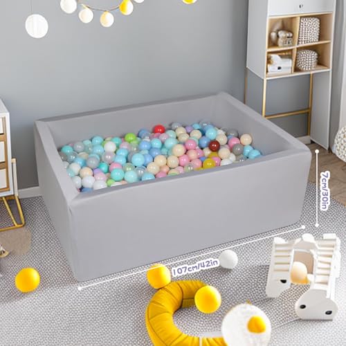 FUBOTRAD Ball Pit 42.1" x 13.7" Oblong Foam Ball Pits for Kids Toddlers Soft Play Equipment Balls NOT Included (Light Gray) - Image 2