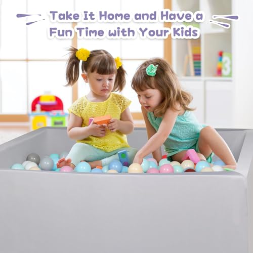 FUBOTRAD Ball Pit 42.1" x 13.7" Oblong Foam Ball Pits for Kids Toddlers Soft Play Equipment Balls NOT Included (Light Gray) - Image 5