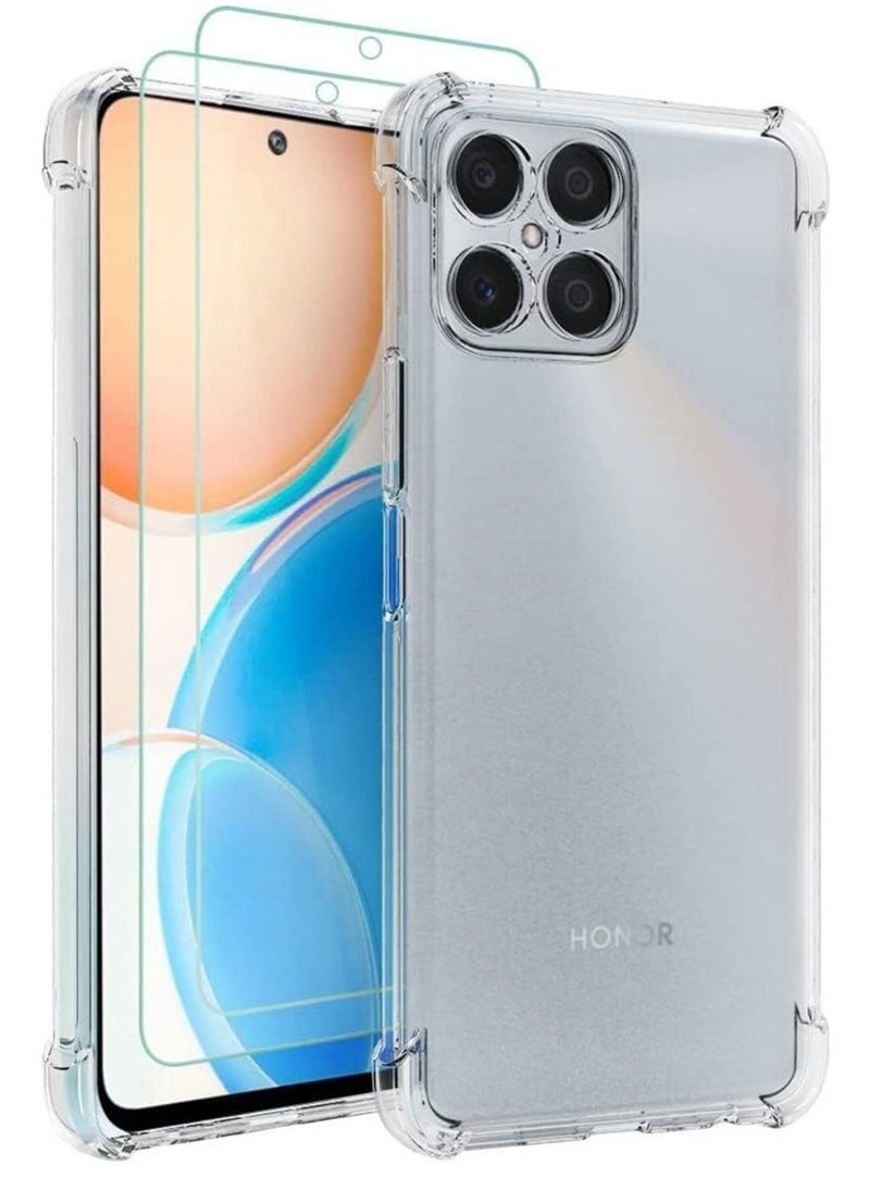 Raxoom Case Compatible with Honor X8A Phone Case, with 2 Screen Protector Shockproof Flexible Bumper Transparent Anti scratch TPU Cover designed for Huawei Honor X8A - Image 1