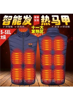 Cross-border dedicated USB heating vest intelligent heating vest mens and womens whole body electric heating constant temperature heating thermal vest Blue double control zone 11 Blue double control zone 11