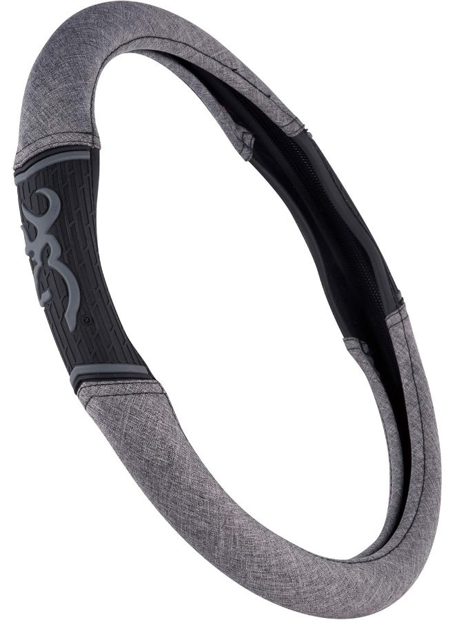 Browning Steering Wheel Covers For Car, Truck, And Suv, Durable Steering Wheel Cover Protection, Buckmark Flag (Dark Gray/Light Gray) - Image 1