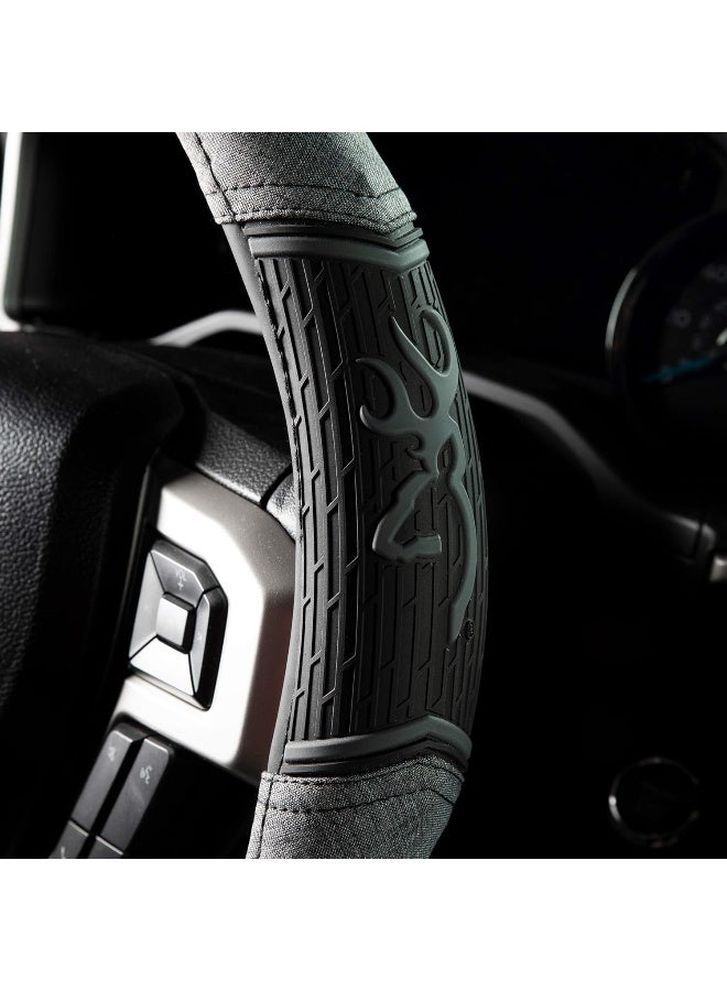 Browning Steering Wheel Covers For Car, Truck, And Suv, Durable Steering Wheel Cover Protection, Buckmark Flag (Dark Gray/Light Gray) - Image 2