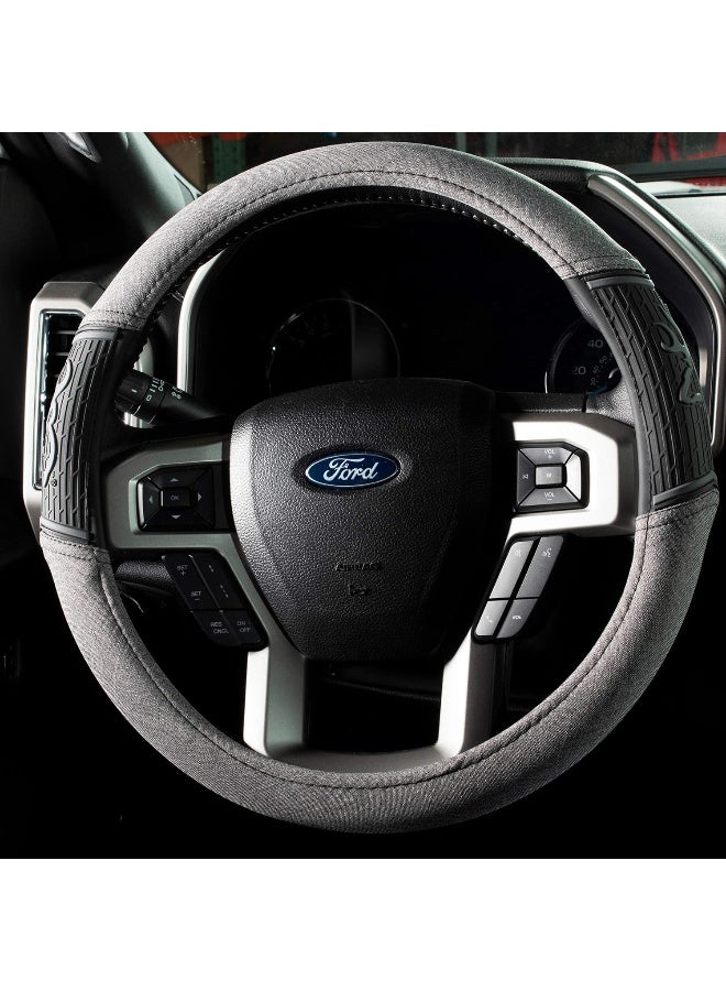 Browning Steering Wheel Covers For Car, Truck, And Suv, Durable Steering Wheel Cover Protection, Buckmark Flag (Dark Gray/Light Gray) - Image 3