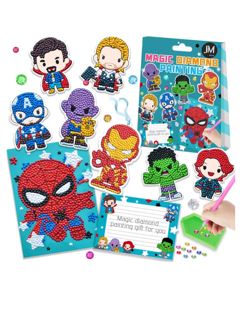 Excefore Diamond Painting Stickers Kits for Kids, Gem Art Kits, 5D Big Gem Diamond Painting, Diamond art for kids with dots, Superhero Gift for boy and girls Age 4-12 - Image 1