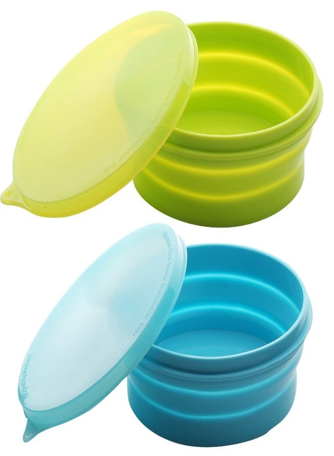 ME.FAN Silicone Collapsible Bowls - Silicone Folding Travel Bowl with Lids - Expandable Food Storage Containers Set - Portable, [27oz] - Image 1