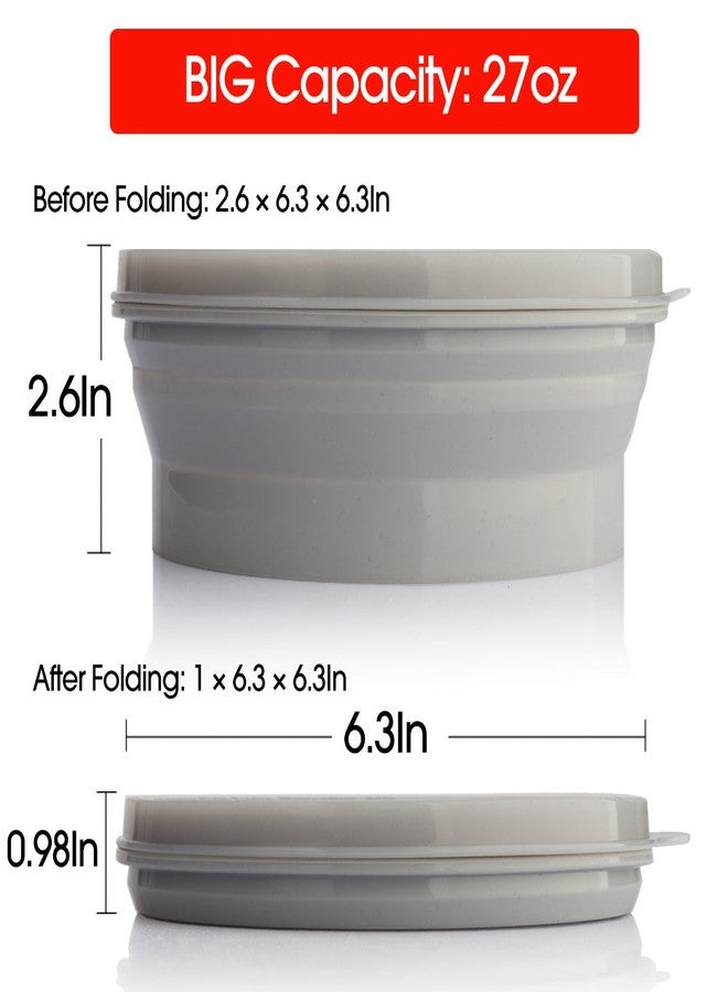 ME.FAN Silicone Collapsible Bowls - Silicone Folding Travel Bowl with Lids - Expandable Food Storage Containers Set - Portable, [27oz] - Image 4