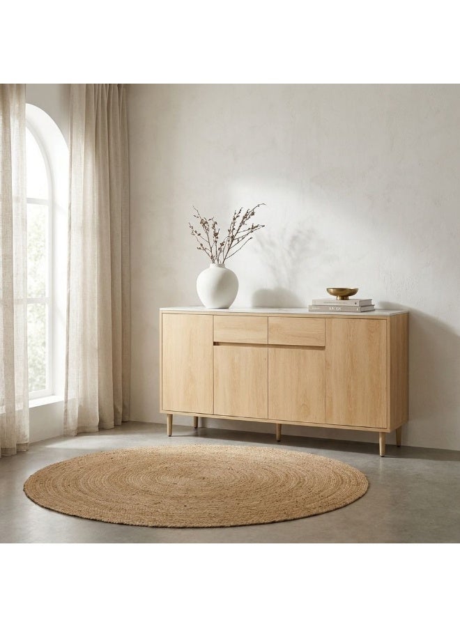 DANUBE HOME Dreamfield Stone Top  Buffet Cabinet  With 2 Drawers & 4 Doors | Sturdy Kitchen Organiser Rack | Modern Design Sideboard Cabinet For Dining Room L150xW45xH80cm-White/Beige - Image 1