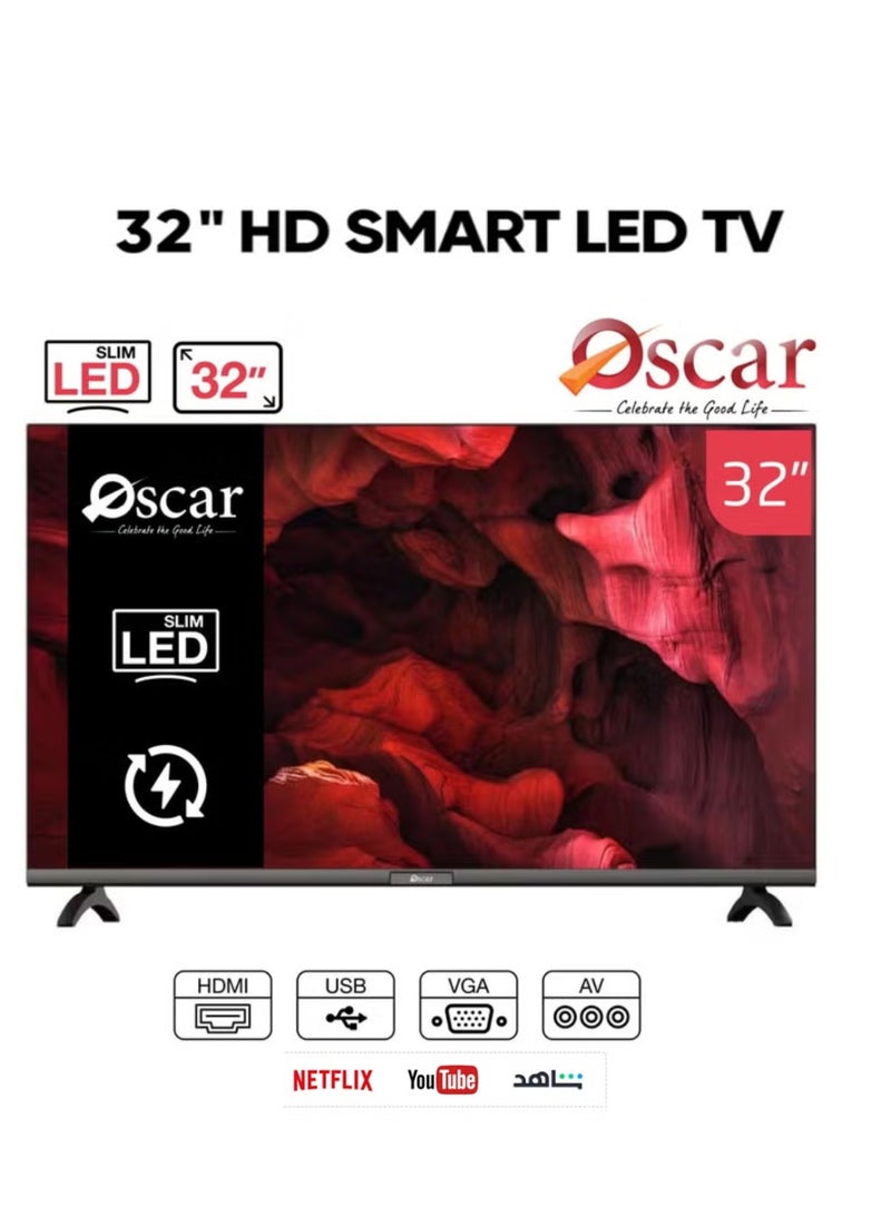 Oscar 32 Inch HD Smart Android LED TV, Frameless Design, Mirror Cast & E-Share, HDMI USB Wi-Fi, Netflix & YouTube OS32SATVHD - Image 1