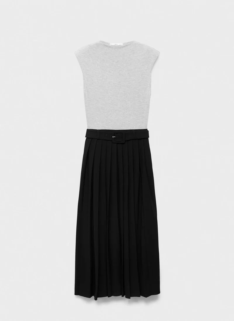 MANGO Contrasting belt dress