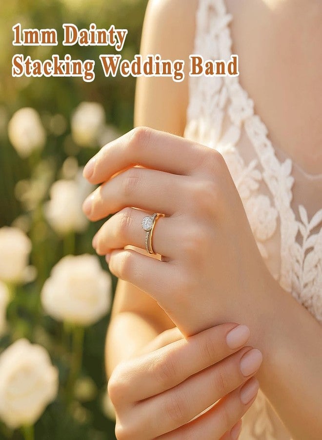 Poxtex Gold Band Rings for Women Wedding Statement, 14K Gold Plated Non Tarnish Rings Set for Stackable, Simple Thick Bands Comfort Fit 3Pcs 1mm 3mm 5mm Size 7 - Image 2