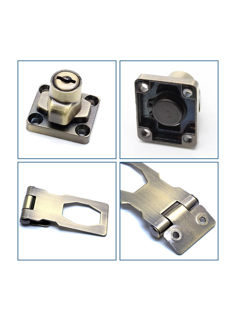 SYOSI 2 Packs 2.5 Inch Keyed Hasp Locks with Lock, Keyed Different Hasp Latch, Twist Knob Keyed Locking Hasp for Cabinet Small Door (Bronze) - Image 5