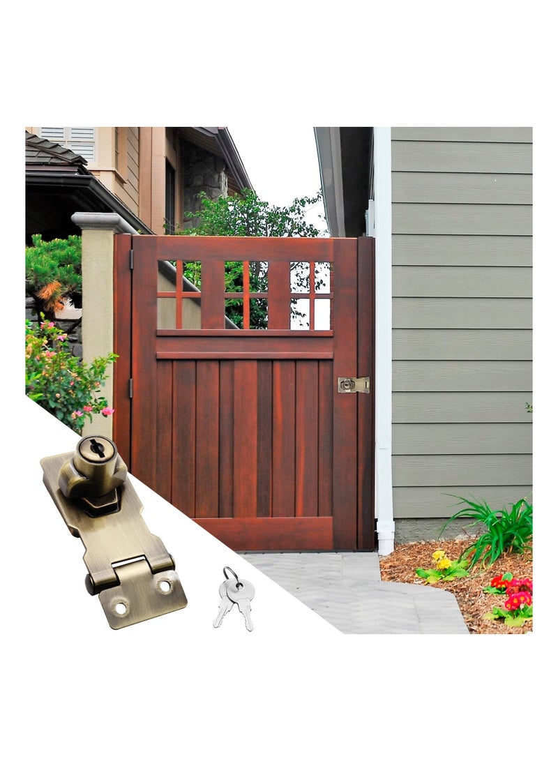 SYOSI 2 Packs 2.5 Inch Keyed Hasp Locks with Lock, Keyed Different Hasp Latch, Twist Knob Keyed Locking Hasp for Cabinet Small Door (Bronze) - Image 3