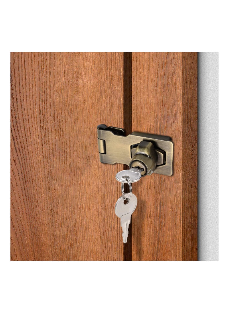SYOSI 2 Packs 2.5 Inch Keyed Hasp Locks with Lock, Keyed Different Hasp Latch, Twist Knob Keyed Locking Hasp for Cabinet Small Door (Bronze) - Image 2