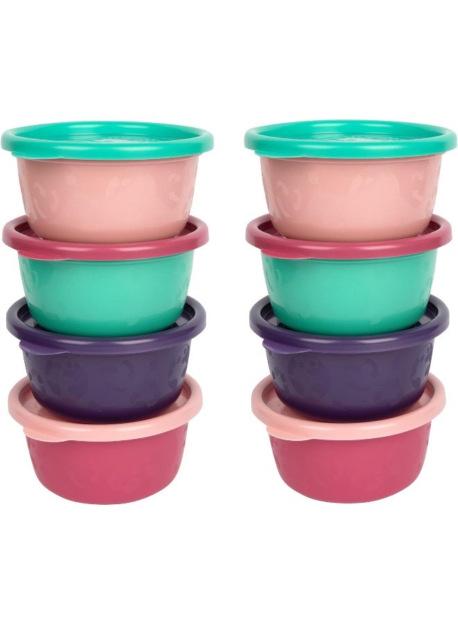 The First Years GreenGrown Reusable Bowls with Lids, Toddler Snack Bowl, 8 Pack, Pink/Purple/Teal - Image 3
