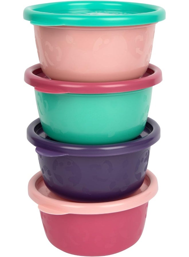 The First Years GreenGrown Reusable Bowls with Lids, Toddler Snack Bowl, 8 Pack, Pink/Purple/Teal - Image 2