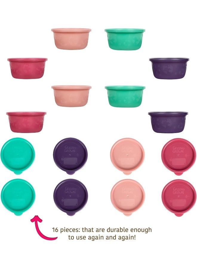 The First Years GreenGrown Reusable Bowls with Lids, Toddler Snack Bowl, 8 Pack, Pink/Purple/Teal - Image 5