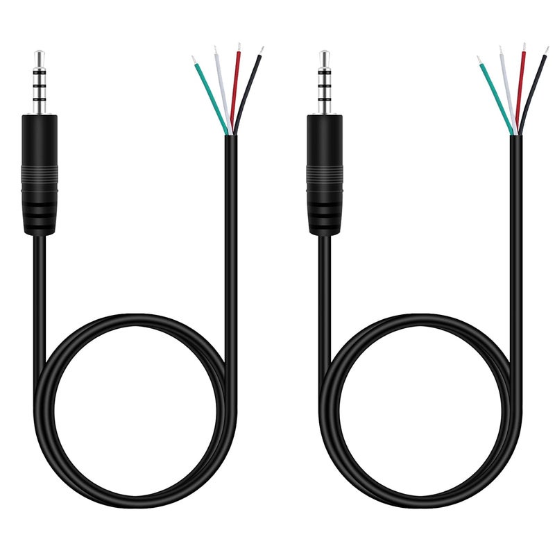 Fancasee (2 Pack 3 ft Replacement 3.5mm 1/8" Male Plug to Bare Wire Open End Pigtail TRRS Stereo 3.5mm Jack Connector Adapter Audio Cable for Headphone Headset Earphone Microphone Cable Repair - Image 1