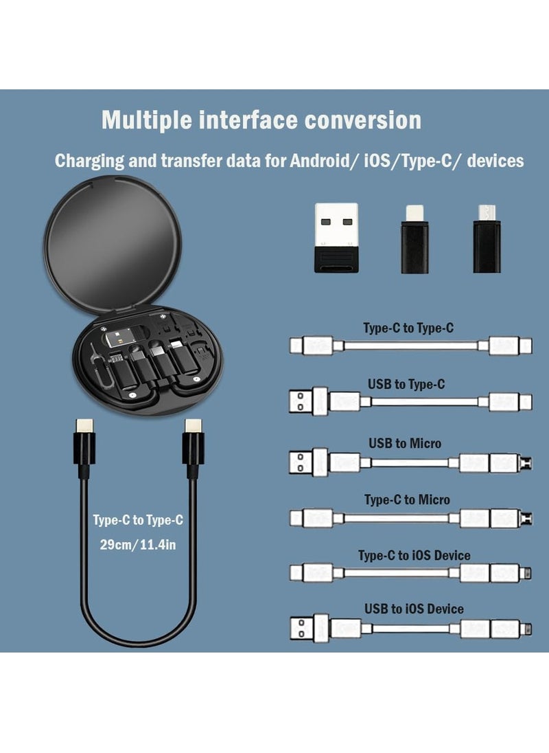 Generic - USB C to Lightning Adapter Kit,Multi Charging Cable Case Convertor USB C to Type C/iOS Device/Micro Adapter Travel Data Cable Set Contains Card Storage，Phone Holder, Tray Eject Pin(Black) - Image 1